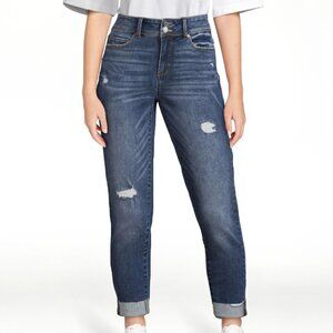 NWT Time and Tru Women's Mid Rise Stretch Denim Capri Jeans, Medium Wash size 4